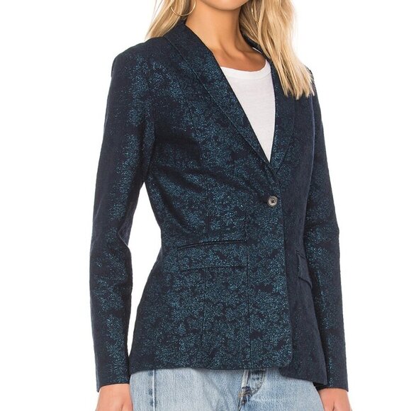 J Brand Layla Textured jacquard metallic Brocade Floral Blazer - Picture 1 of 12